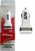 USB Автомобильное ЗУ AVS UC-323, 2 USB, 3,6А, 15 Вт, белый